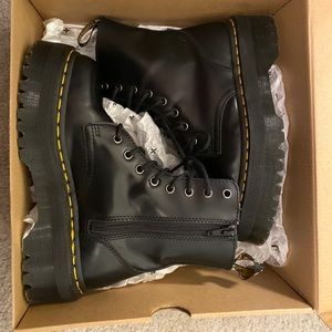 JADON BLACK SMOOTH LEATHER PLATFORM BOOTS